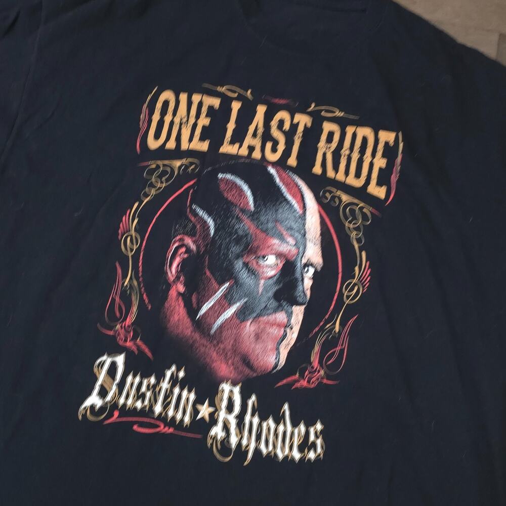 WWE Dustin Rhodes One Last Ride T Shirt XL Black Wrestling Graphic Tee WCW AEW - Picture 5 of 8